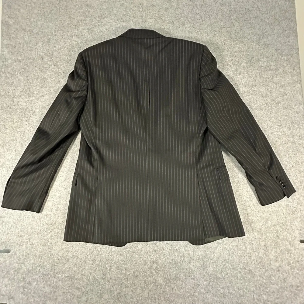 Z Zegna Suit Jacket Mens 52 R Black Pinstripe Wool 2 Button Blazer